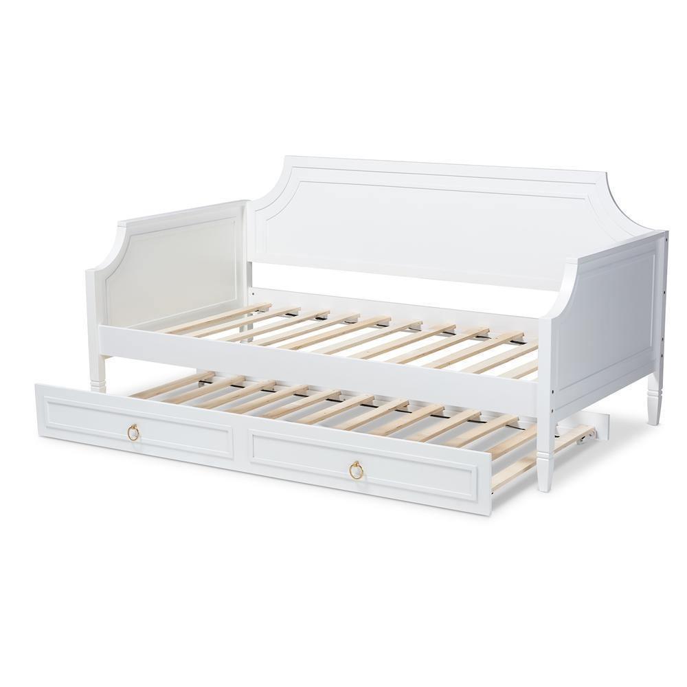 Mariana Classic and Traditional White Finished Wood Twin Size Daybed with Trundle FredCo