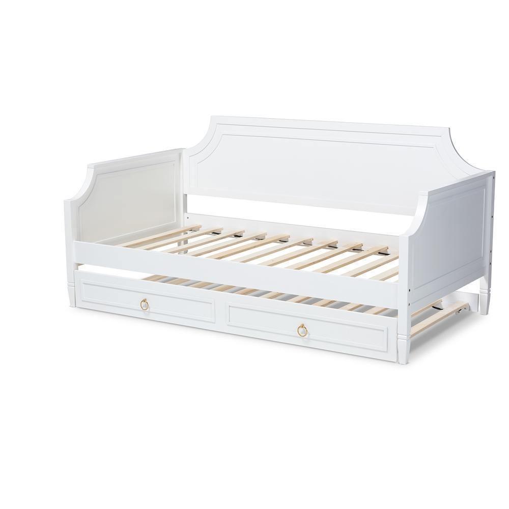 Mariana Classic and Traditional White Finished Wood Twin Size Daybed with Trundle FredCo