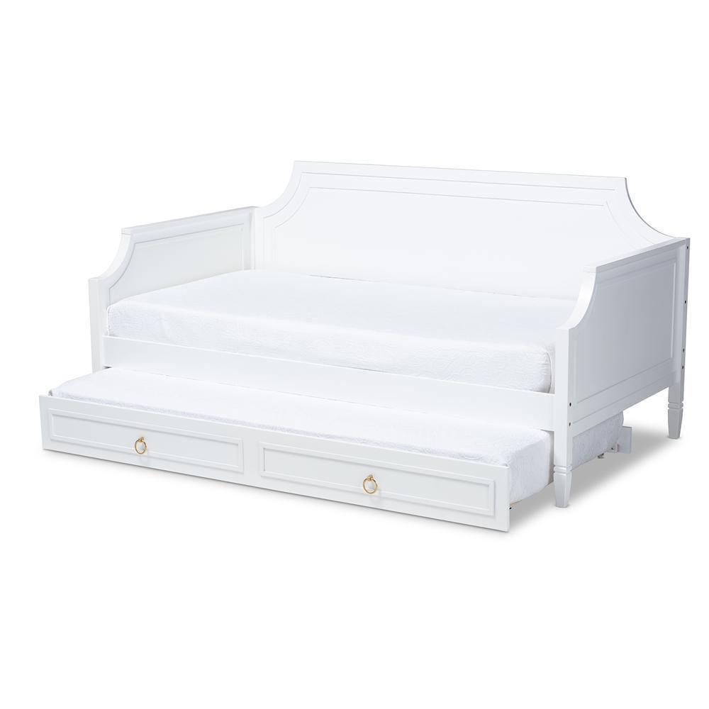 Mariana Classic and Traditional White Finished Wood Twin Size Daybed with Trundle FredCo