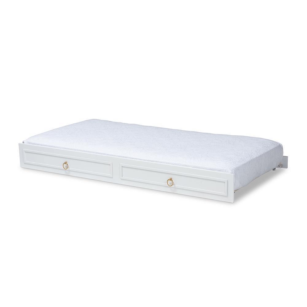 Mariana Classic and Traditional White Finished Wood Twin Size Trundle FredCo