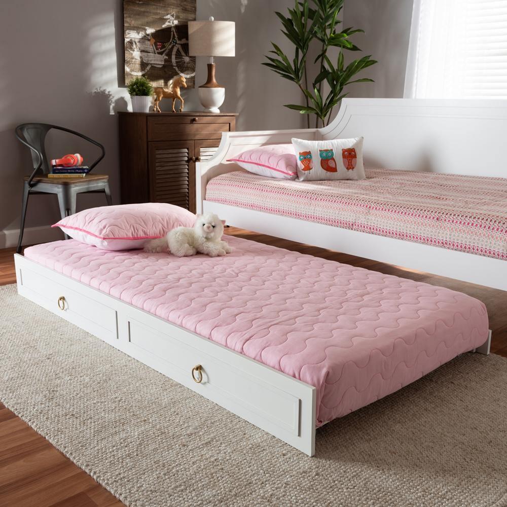 Mariana Classic and Traditional White Finished Wood Twin Size Trundle FredCo