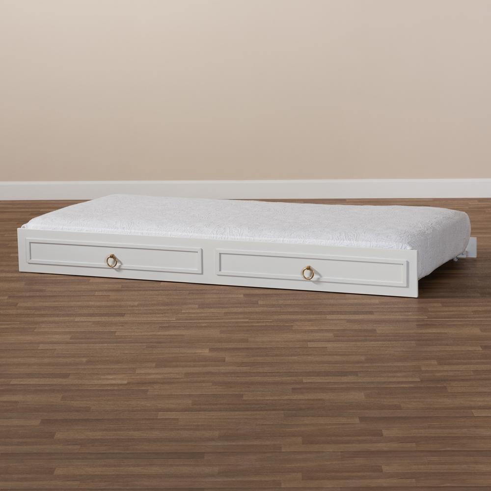 Mariana Classic and Traditional White Finished Wood Twin Size Trundle FredCo