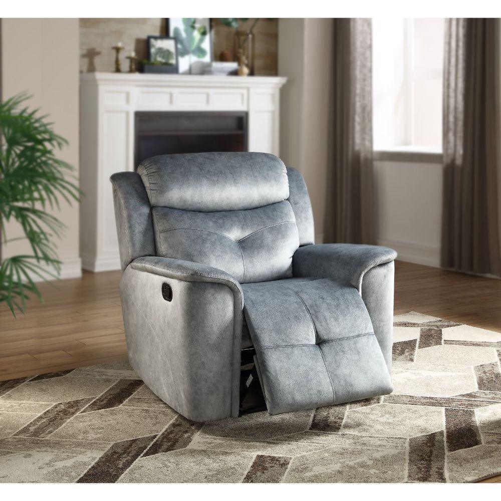 Mariana Recliner Silver Blue Fabric FredCo