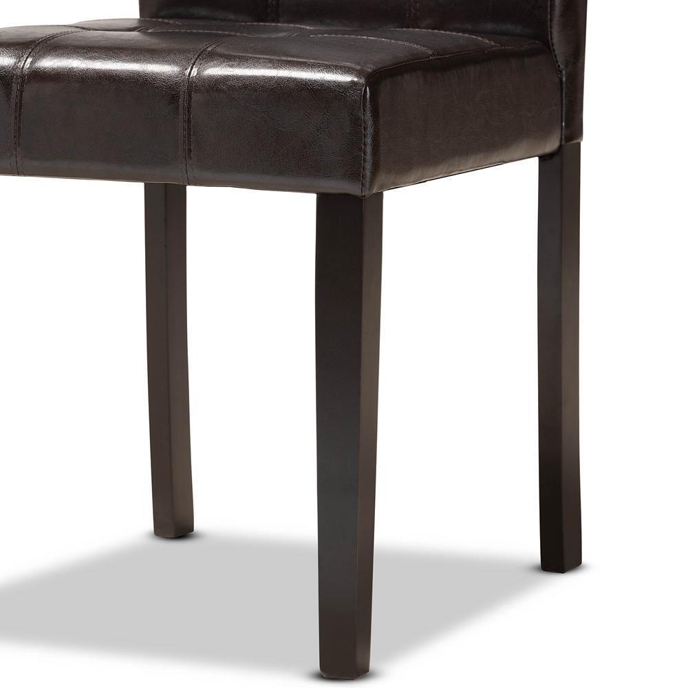 Marie Modern and Contemporary Dark Brown Faux Leather Upholstered and Dark brown Finished Wood 5-Piece Dining Set FredCo