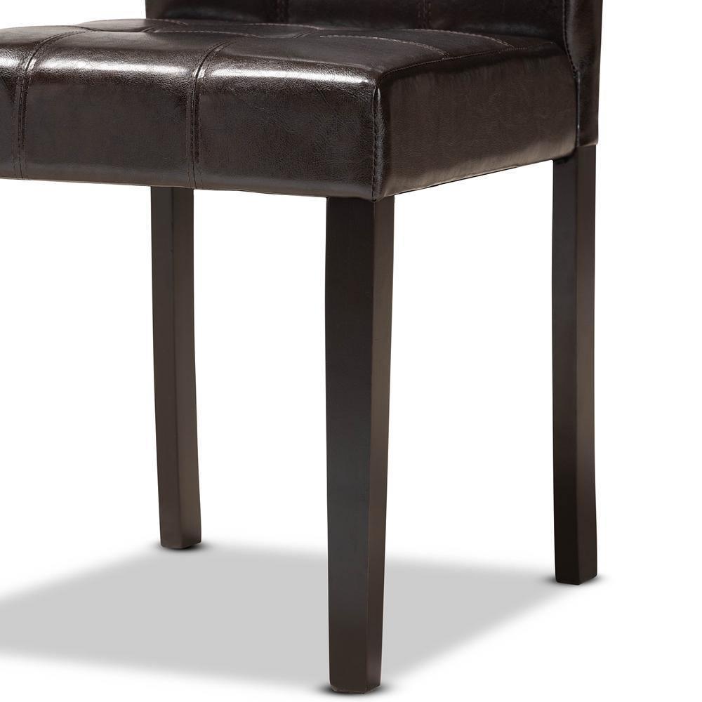Marie Modern and Contemporary Dark Brown Faux Leather Upholstered and Dark brown Finished Wood 7-Piece Dining Set FredCo