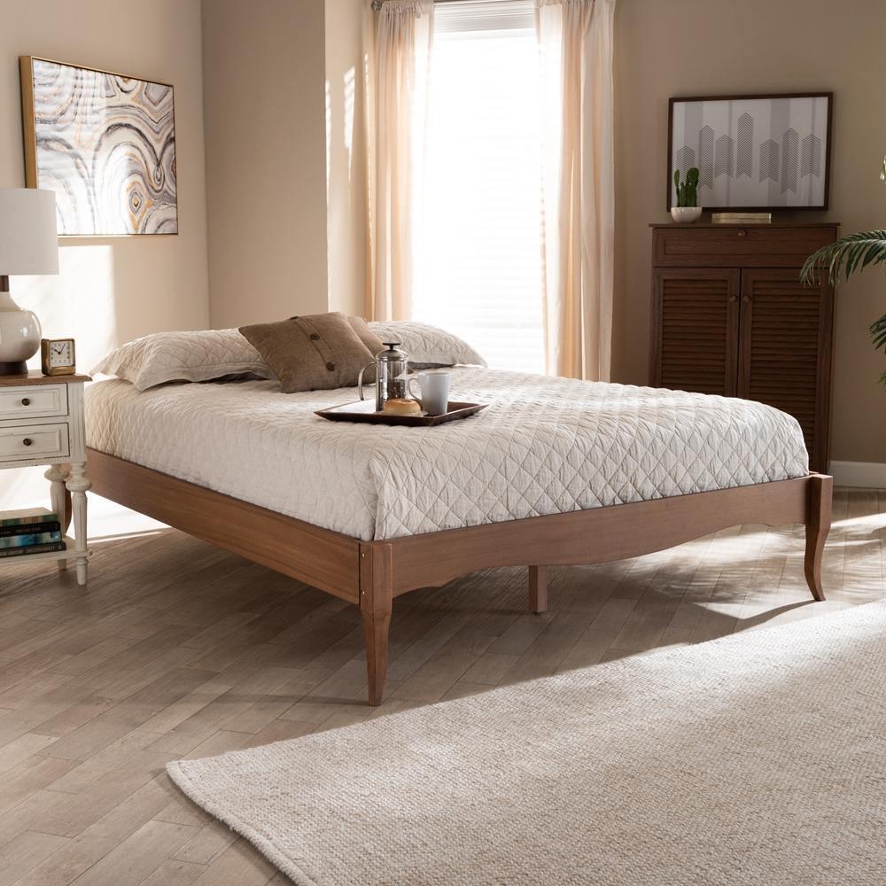 Marieke Vintage French Inspired Ash Wanut Finished Full Size Wood Bed Frame FredCo