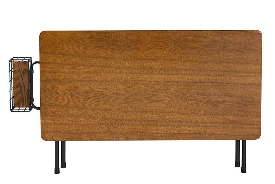 Mariela Natural Brown and Black Low Profile Coffee Table with Basket FredCo
