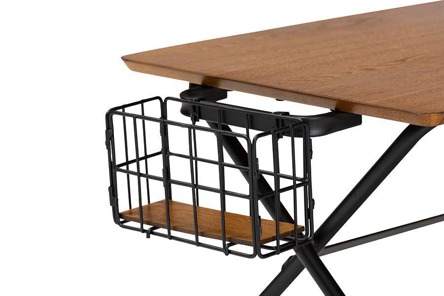 Mariela Natural Brown and Black Low Profile Coffee Table with Basket FredCo