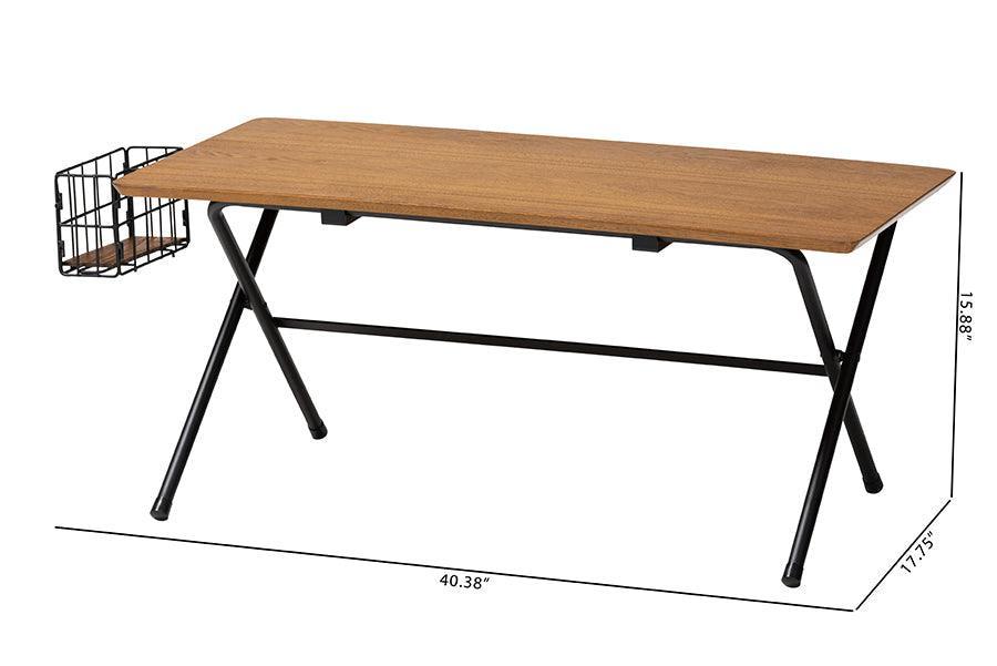 Mariela Natural Brown and Black Low Profile Coffee Table with Basket FredCo