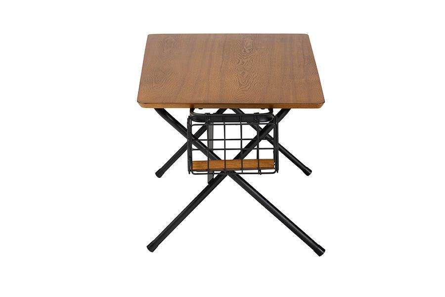 Mariela Natural Brown and Black Low Profile Coffee Table with Basket FredCo