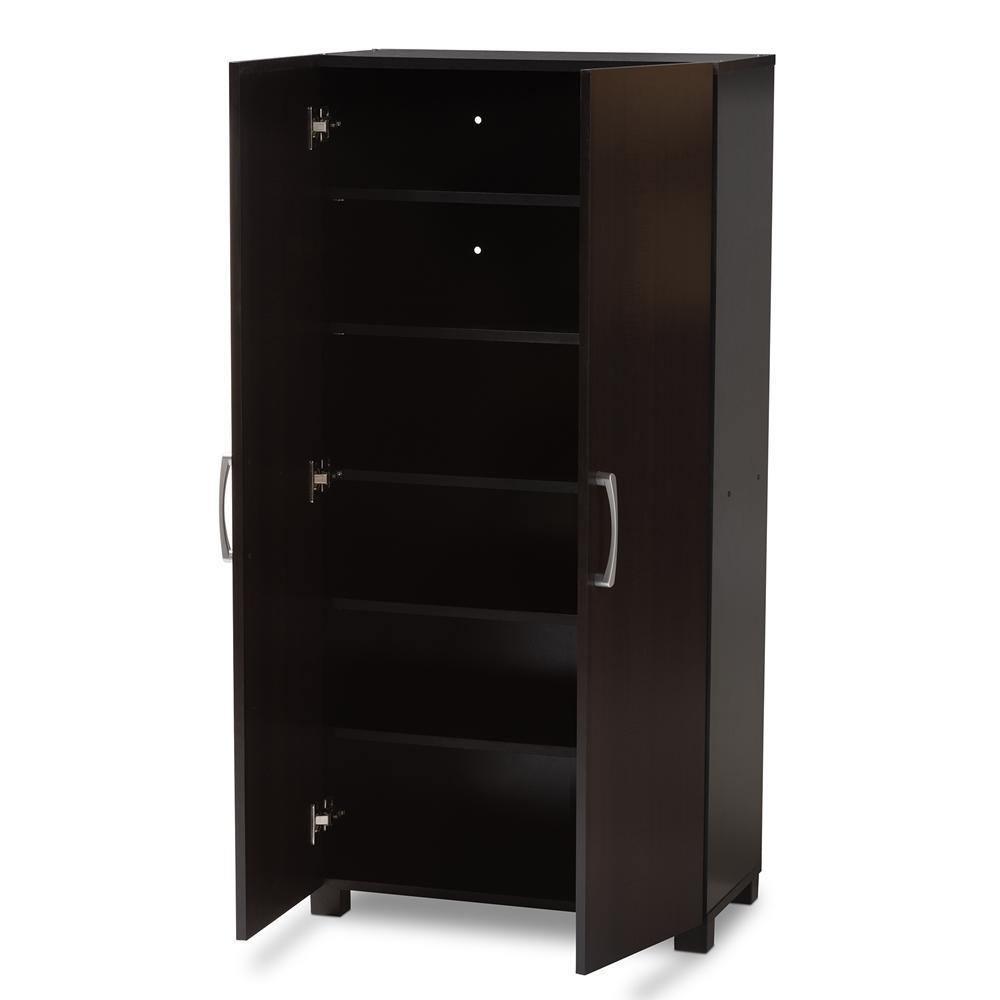 Marine Modern and Contemporary Wenge Dark Brown Finished 2-Door Wood Entryway Shoe Storage Cabinet FredCo