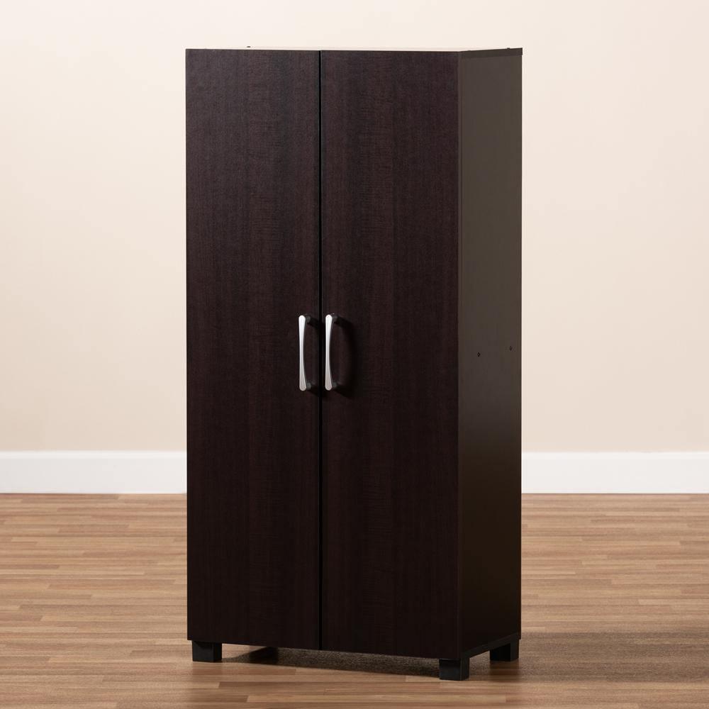 Marine Modern and Contemporary Wenge Dark Brown Finished 2-Door Wood Entryway Shoe Storage Cabinet FredCo
