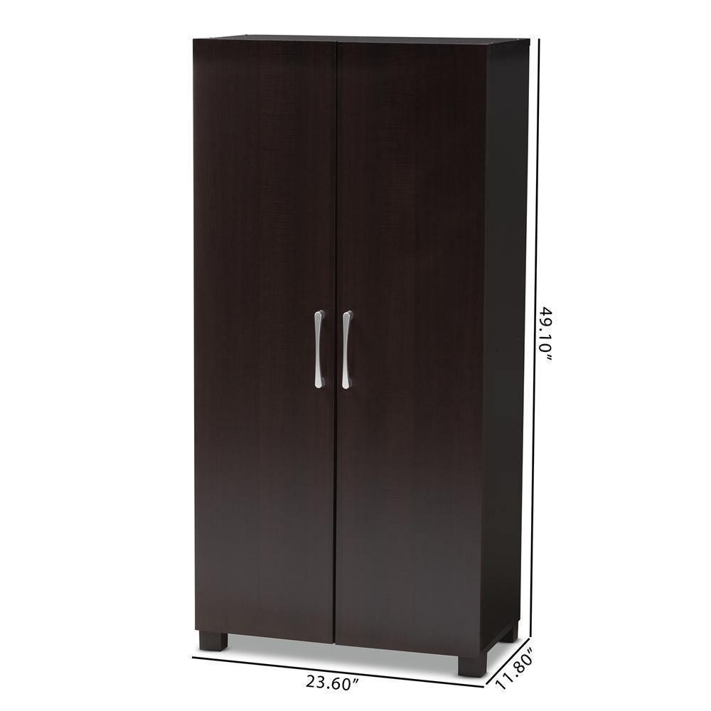 Marine Modern and Contemporary Wenge Dark Brown Finished 2-Door Wood Entryway Shoe Storage Cabinet FredCo