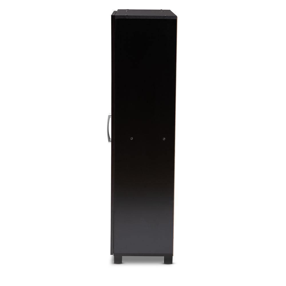 Marine Modern and Contemporary Wenge Dark Brown Finished 2-Door Wood Entryway Shoe Storage Cabinet with Open Shelves FredCo