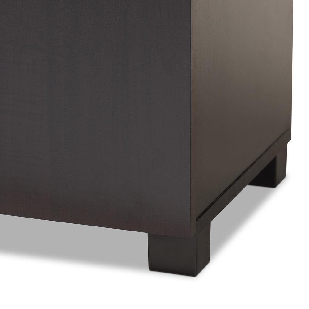 Marine Modern and Contemporary Wenge Dark Brown Finished 2-Door Wood Entryway Shoe Storage Cabinet with Open Shelves FredCo