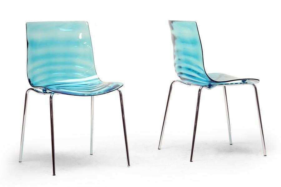 Marisse Blue Plastic Modern Dining Chair (Set of 2) FredCo