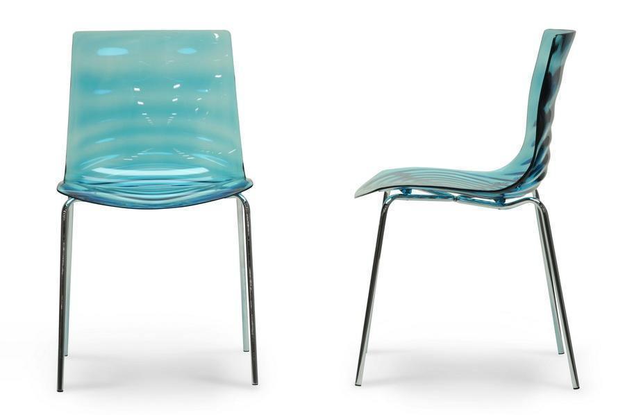 Marisse Blue Plastic Modern Dining Chair (Set of 2) FredCo