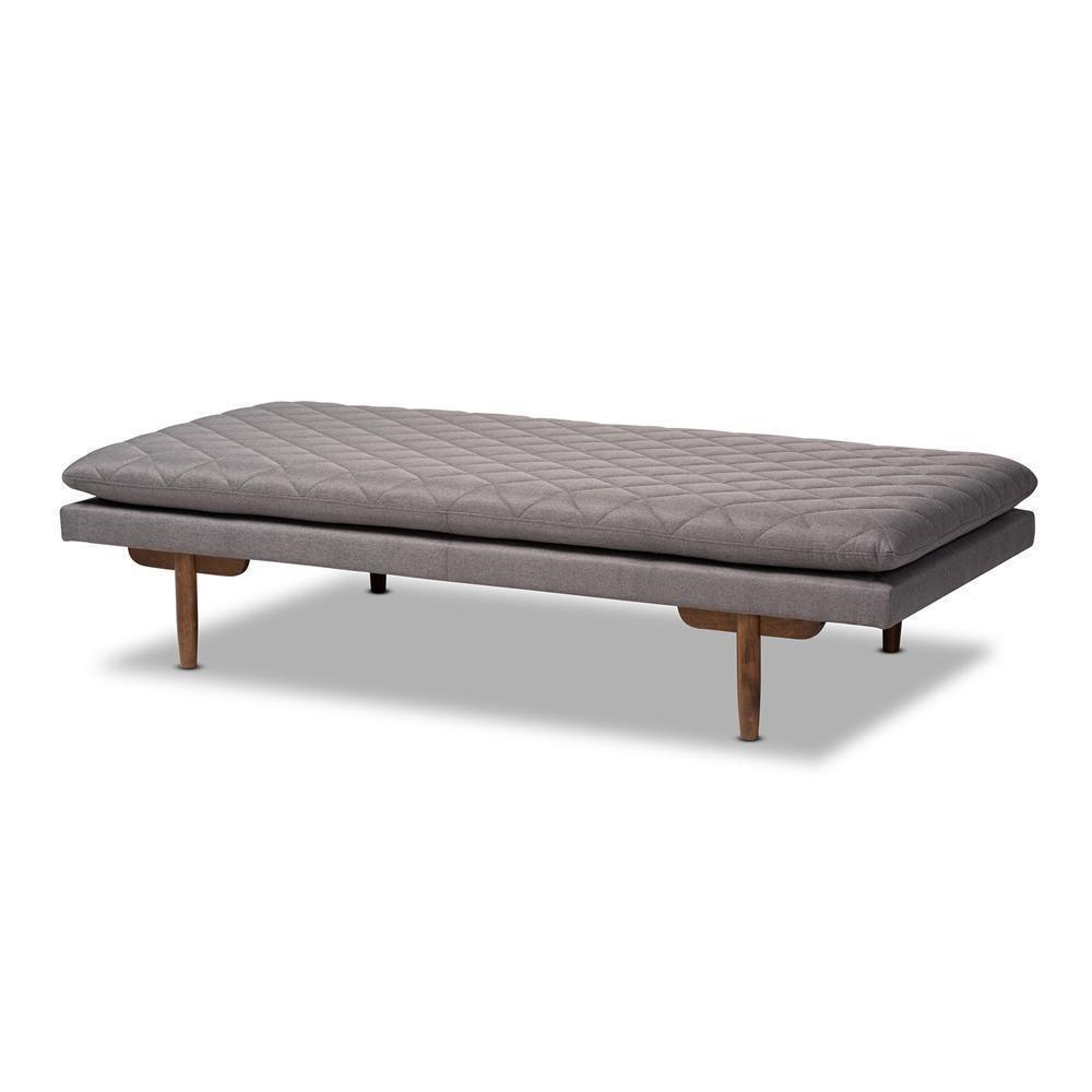 Marit Mid-Century Modern Grey Fabric Upholstered Walnut Finished Wood Daybed FredCo