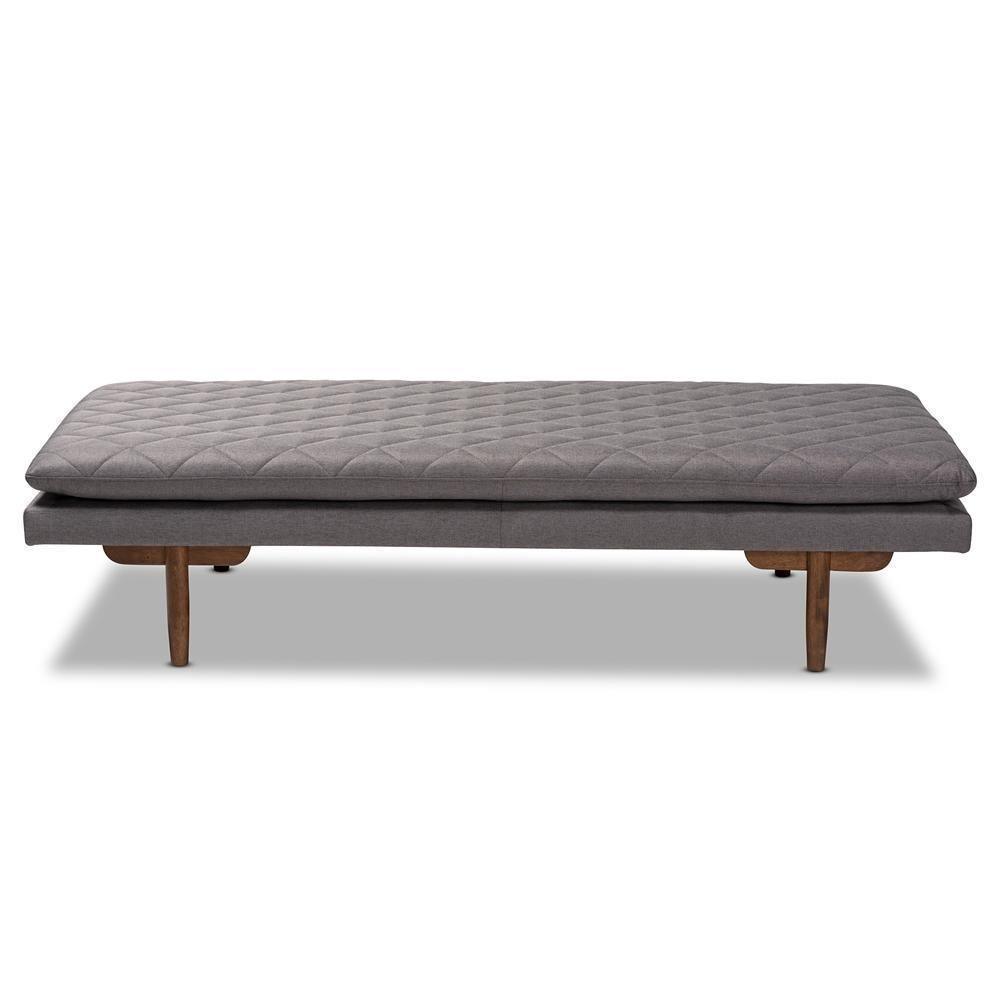 Marit Mid-Century Modern Grey Fabric Upholstered Walnut Finished Wood Daybed FredCo