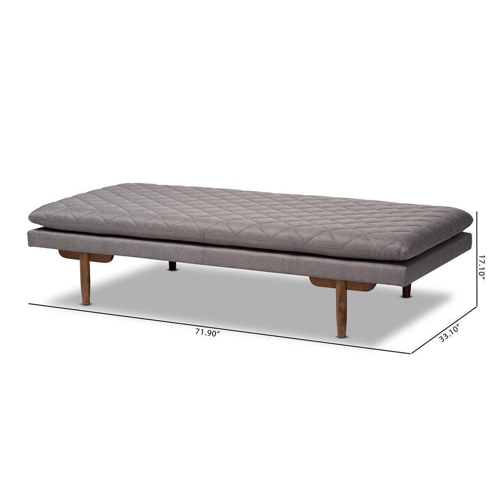 Marit Mid-Century Modern Grey Fabric Upholstered Walnut Finished Wood Daybed FredCo