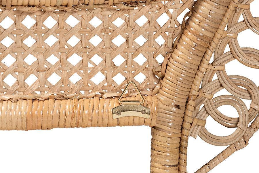 Marlette Modern Bohemian Natural Brown Rattan Queen Size Standalone Headboard FredCo