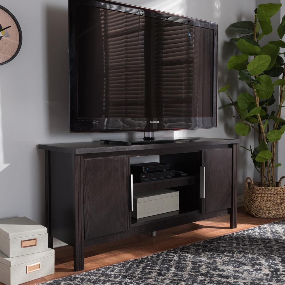 Marley Modern and Contemporary Wenge Brown Finished TV Stand FredCo