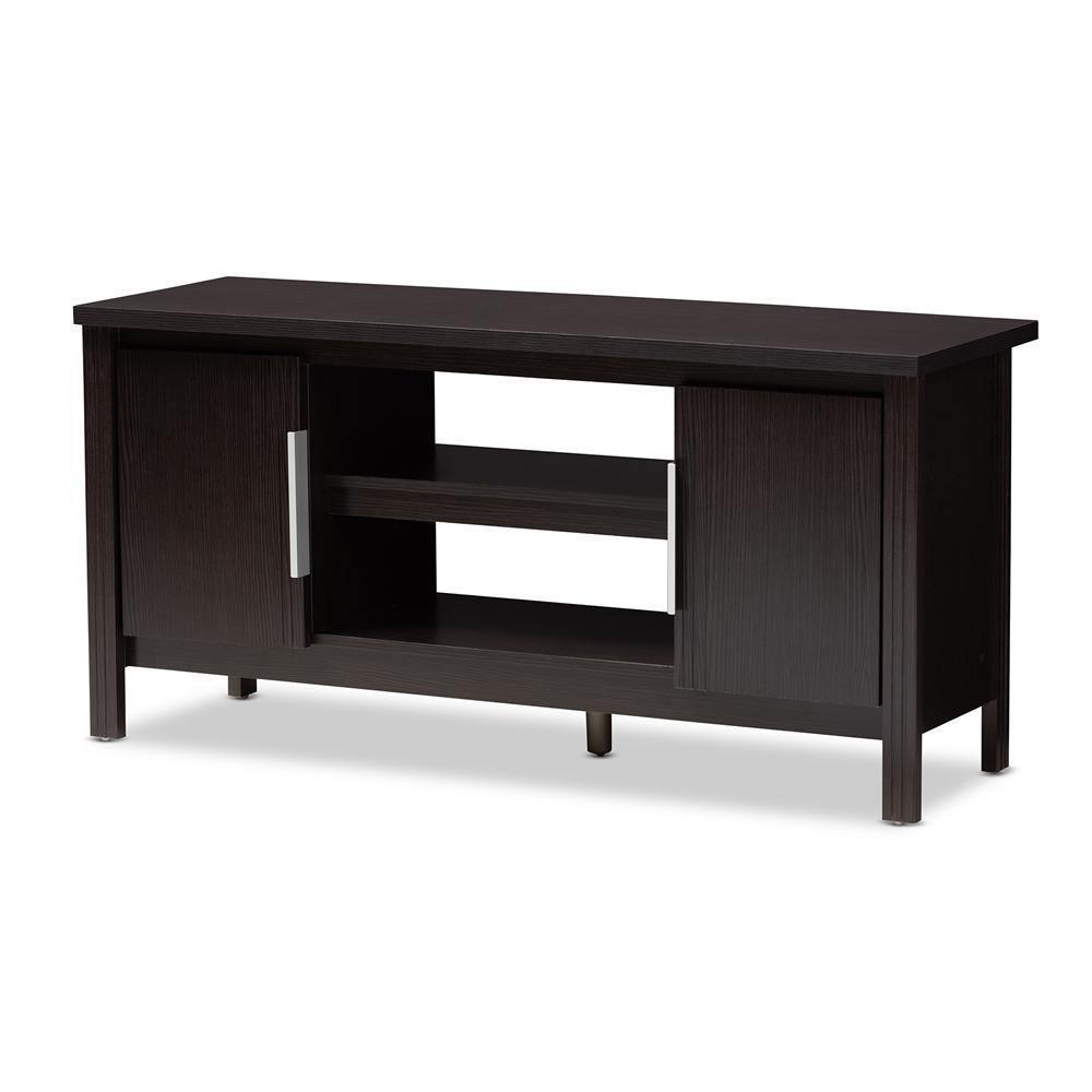 Marley Modern and Contemporary Wenge Brown Finished TV Stand FredCo