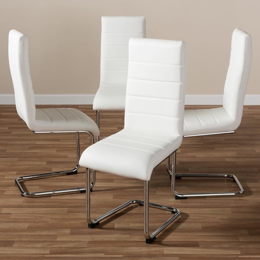 Marlys Modern and Contemporary White Faux Leather Upholstered Dining Chair (Set of 4) FredCo