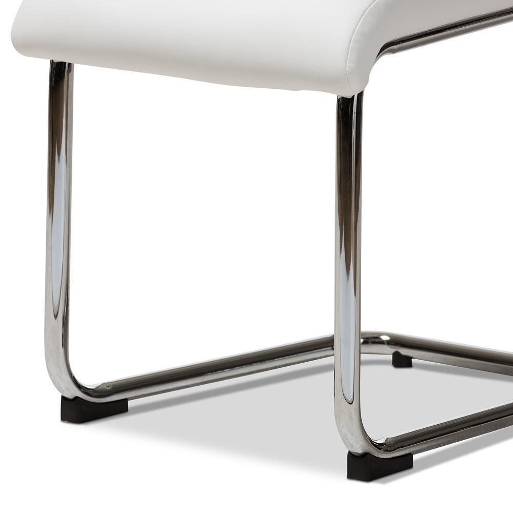 Marlys Modern and Contemporary White Faux Leather Upholstered Dining Chair (Set of 4) FredCo