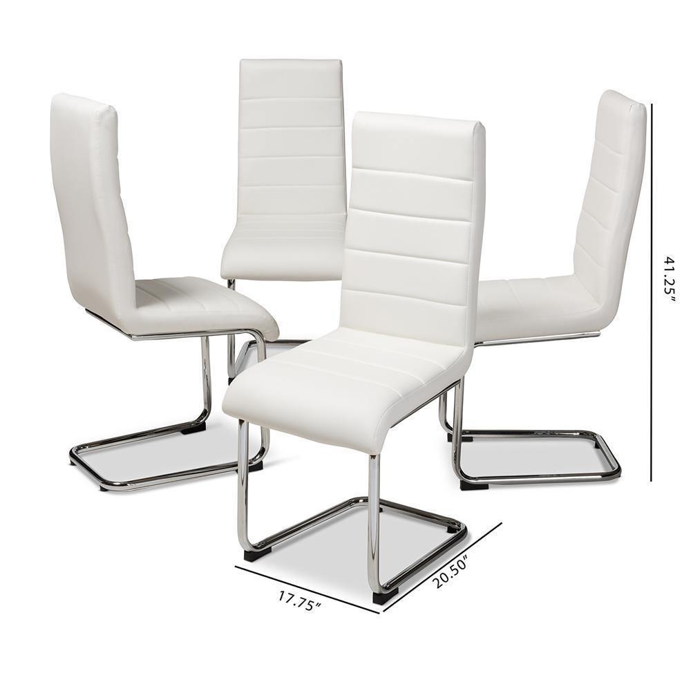 Marlys Modern and Contemporary White Faux Leather Upholstered Dining Chair (Set of 4) FredCo