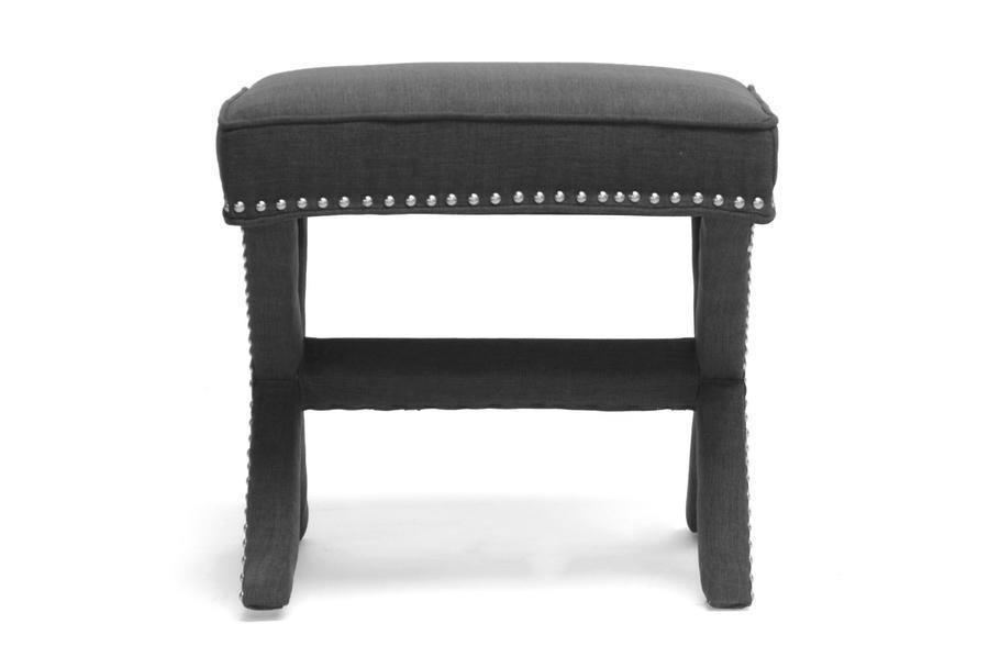 Marnie Gray Linen Modern Bench FredCo