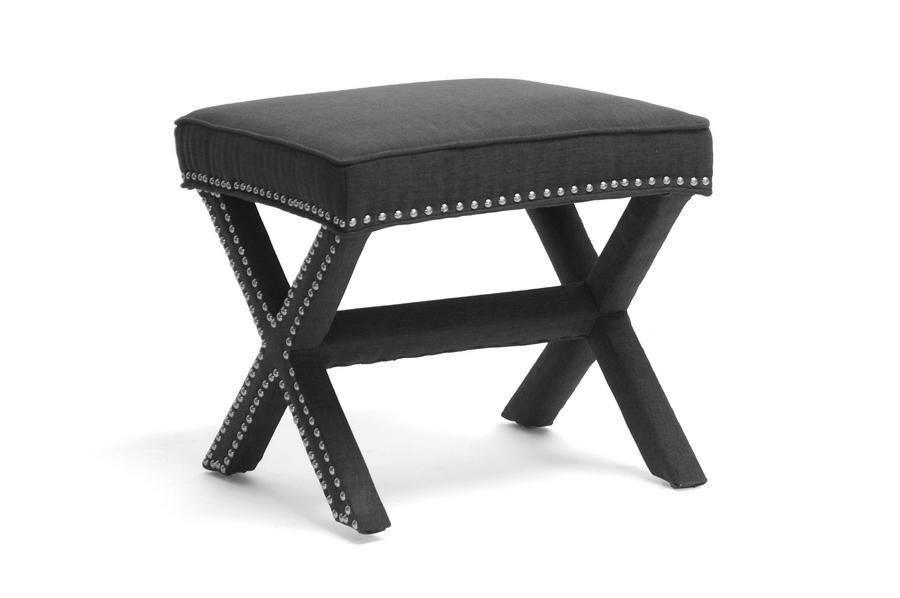 Marnie Gray Linen Modern Bench FredCo