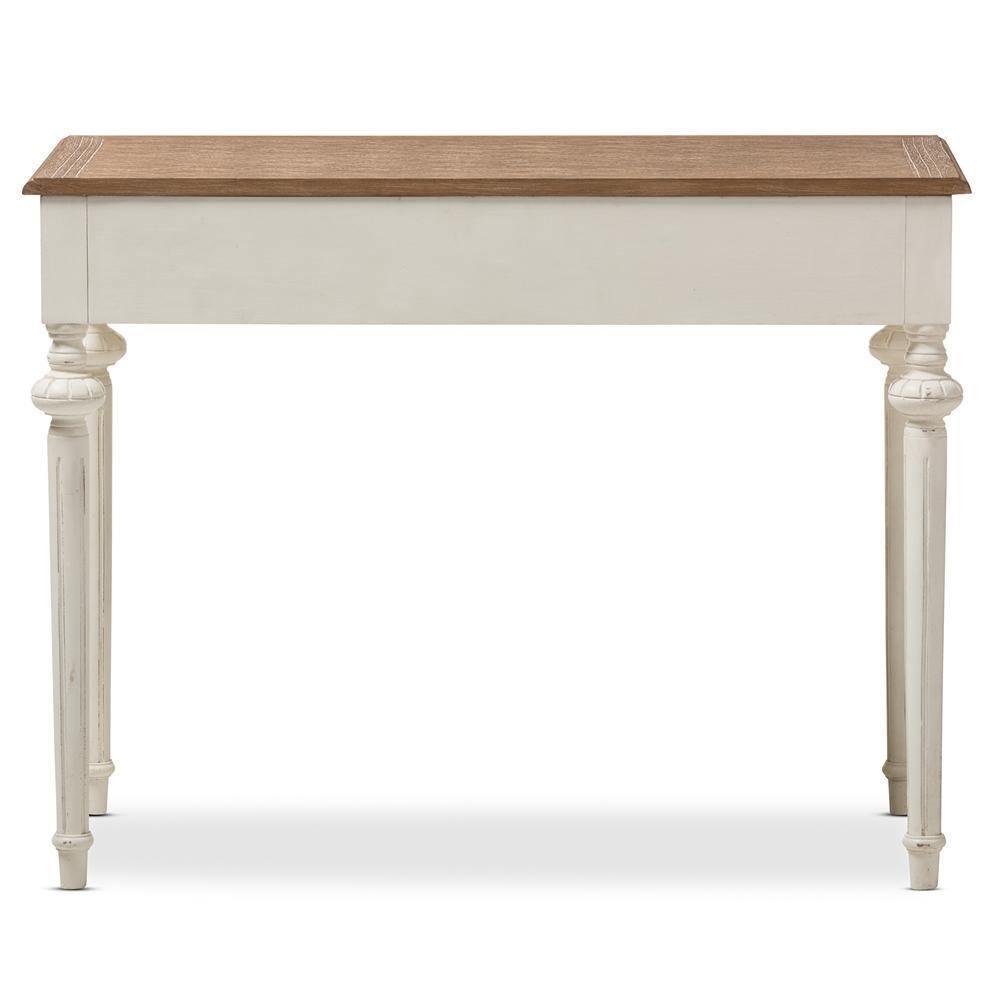 Marquetterie French Provincial Weathered Oak and Whitewash Writing Desk FredCo