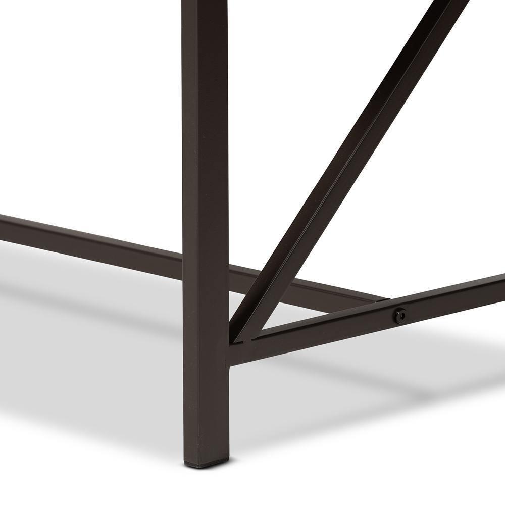 Marston Modern Industrial Brown Finished Wood and Black Finished Metal 2-Piece Dining Nook Set FredCo