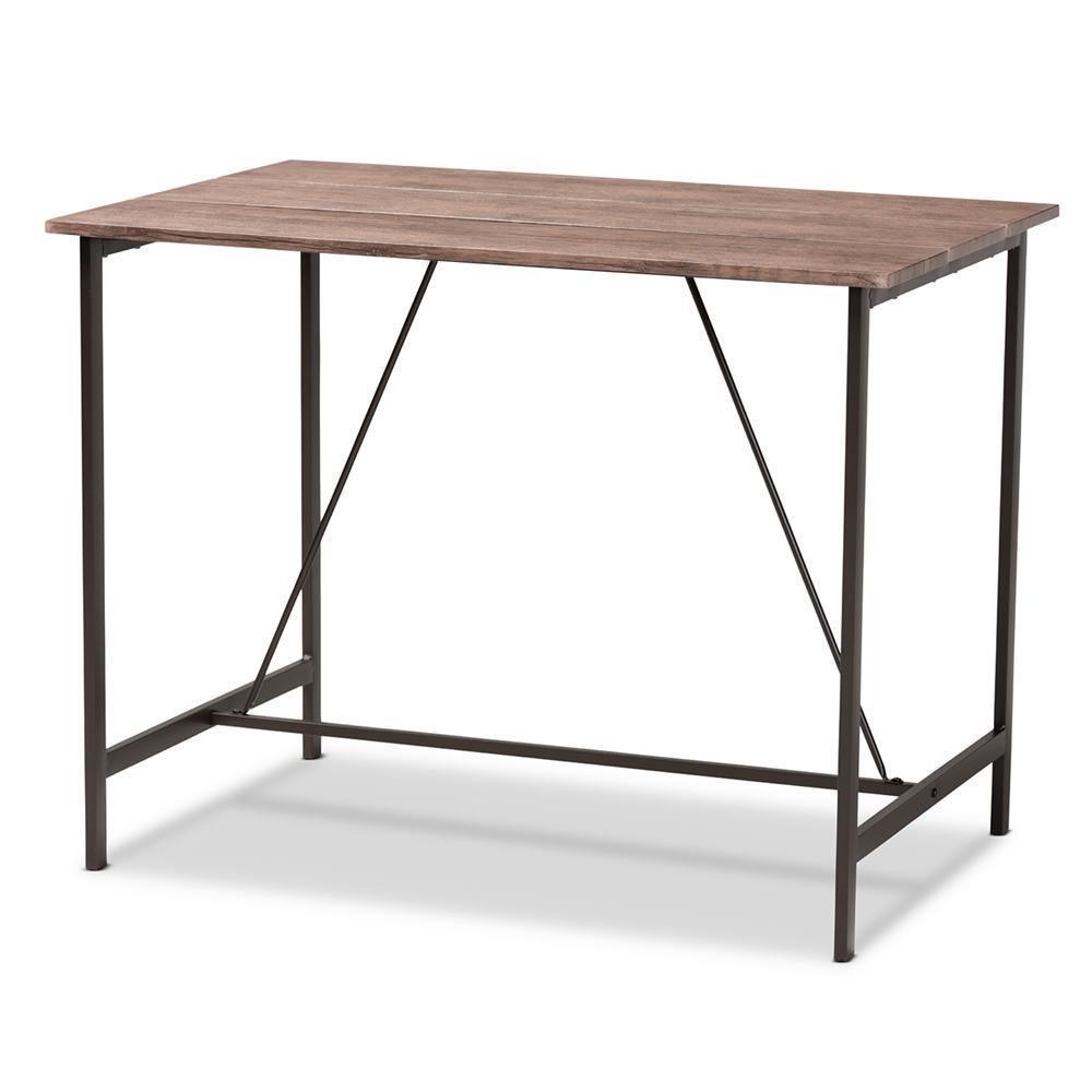 Marston Modern Industrial Brown Finished Wood and Black Finished Metal 2-Piece Dining Nook Set FredCo