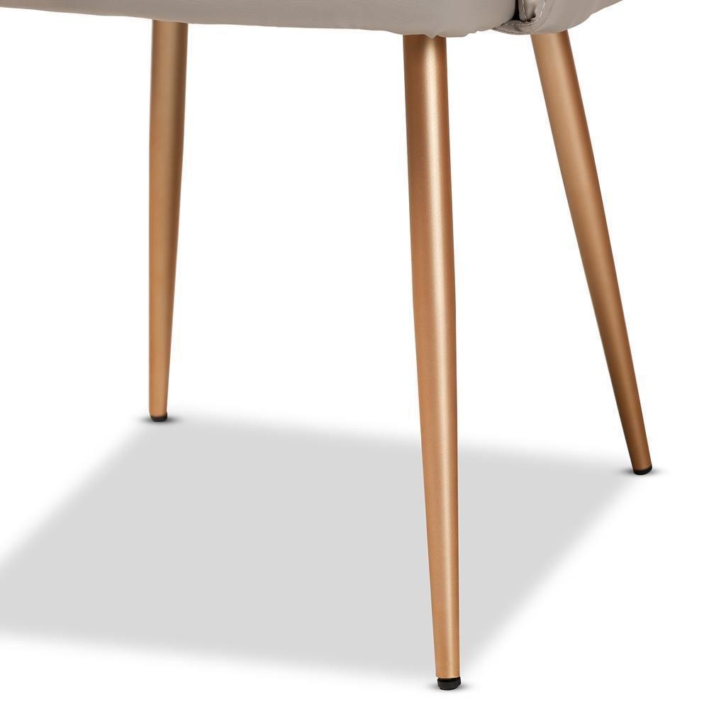 Martine Glam and Luxe Grey Faux Leather Upholstered Gold Finished Metal Dining Chair FredCo