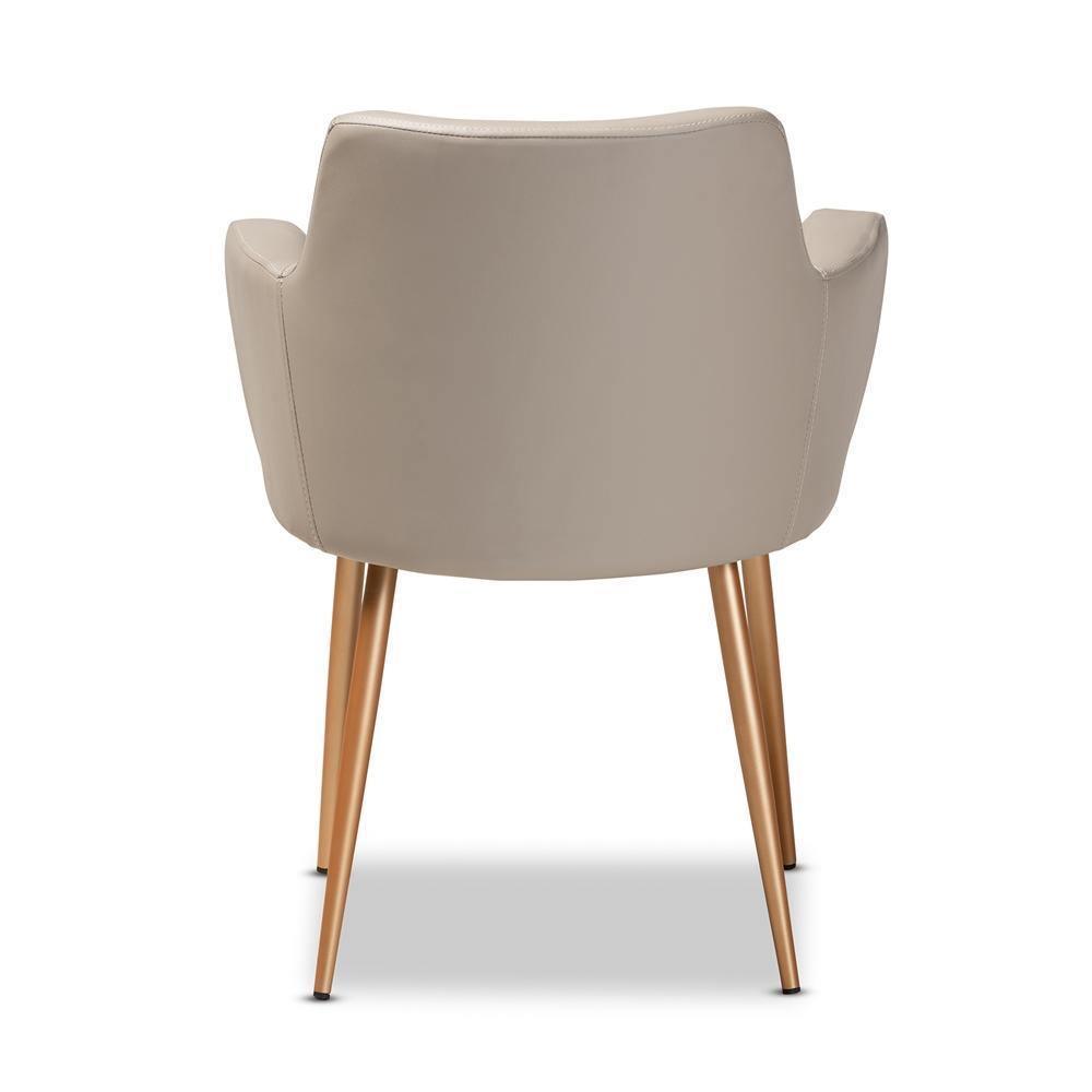 Martine Glam and Luxe Grey Faux Leather Upholstered Gold Finished Metal Dining Chair FredCo