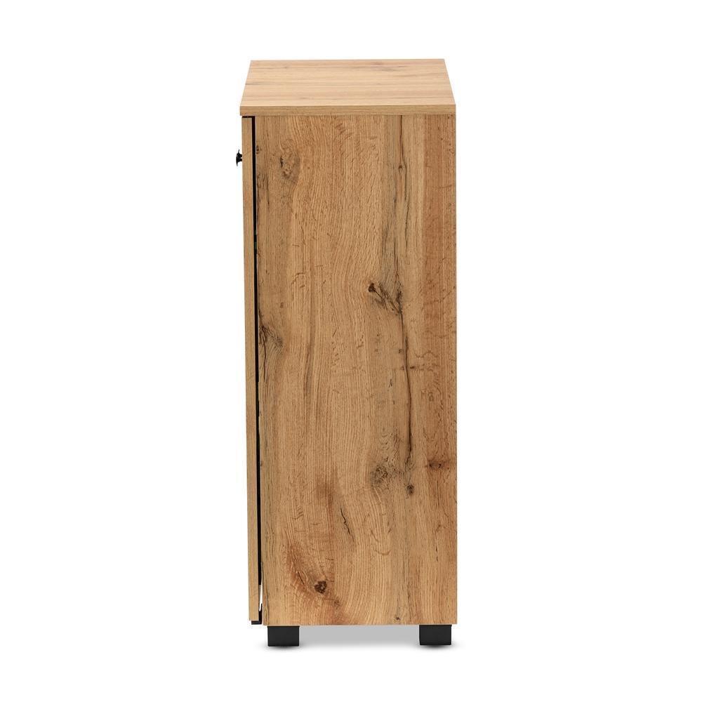 Mason Modern and Contemporary Oak Brown Finished Wood 2-Door Storage Cabinet with Glass Doors FredCo