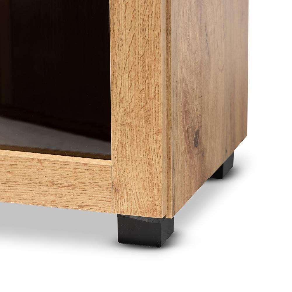 Mason Modern and Contemporary Oak Brown Finished Wood 2-Door Storage Cabinet with Glass Doors FredCo