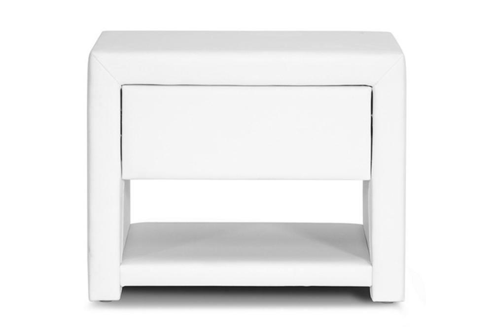 Massey White Upholstered Modern Nightstand FredCo