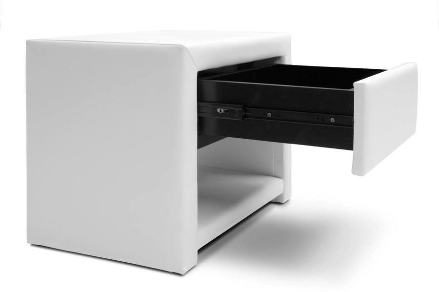 Massey White Upholstered Modern Nightstand FredCo