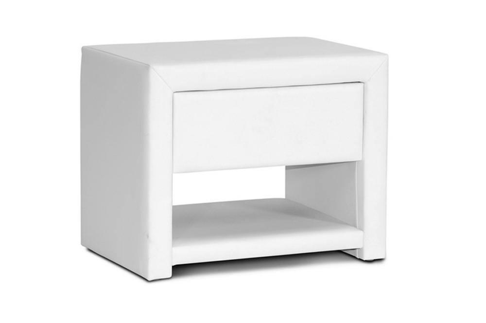 Massey White Upholstered Modern Nightstand FredCo