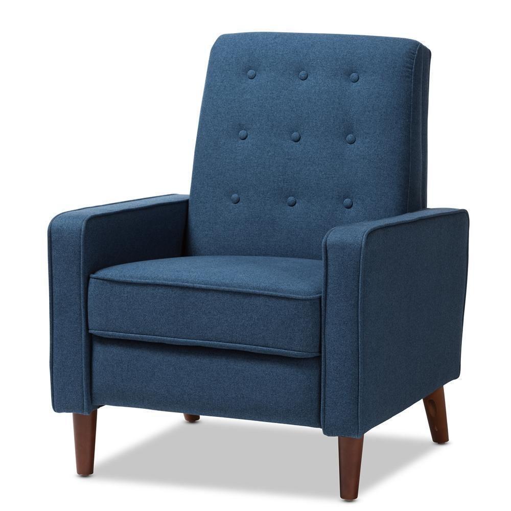 Mathias Mid-century Modern Blue Fabric Upholstered Lounge Chair FredCo