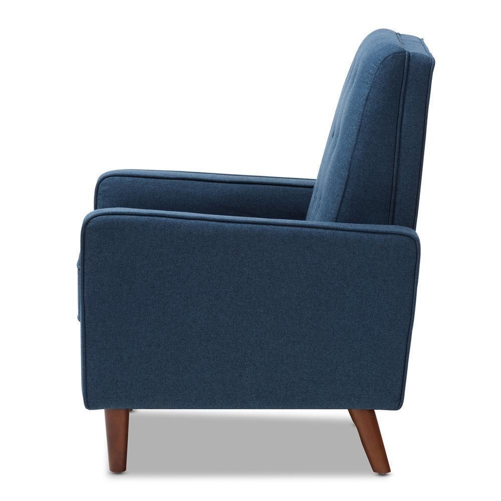 Mathias Mid-century Modern Blue Fabric Upholstered Lounge Chair FredCo