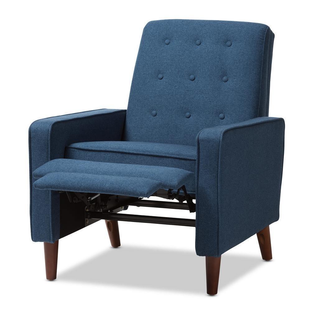 Mathias Mid-century Modern Blue Fabric Upholstered Lounge Chair FredCo