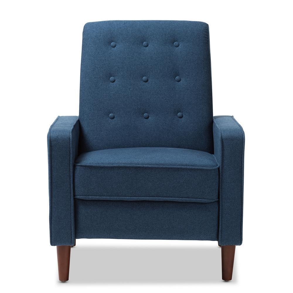 Mathias Mid-century Modern Blue Fabric Upholstered Lounge Chair FredCo
