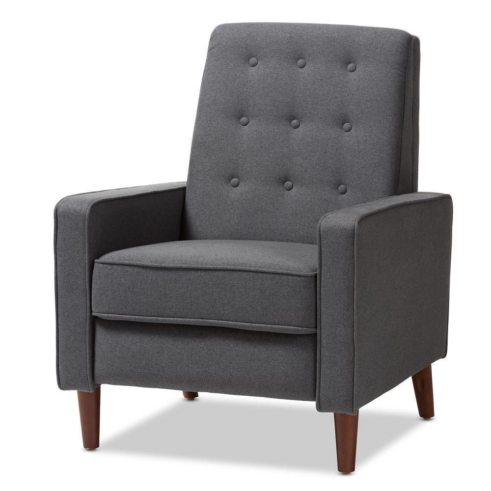 Mathias Mid-century Modern Grey Fabric Upholstered Lounge Chair FredCo