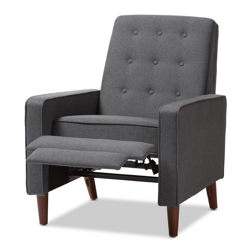Mathias Mid-century Modern Grey Fabric Upholstered Lounge Chair FredCo
