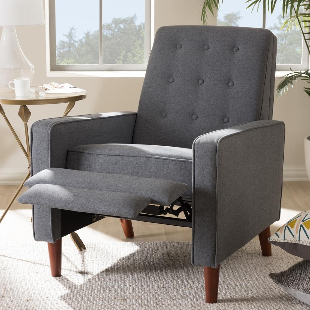 Mathias Mid-century Modern Grey Fabric Upholstered Lounge Chair FredCo