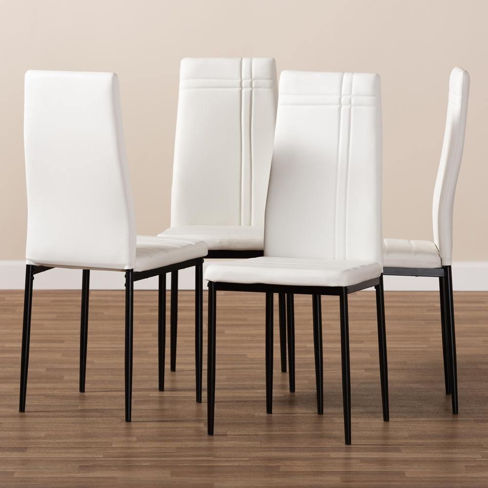 Matiese Modern and Contemporary White Faux Leather Upholstered Dining Chair (Set of 4) FredCo